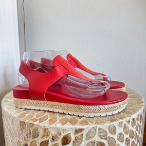 Vince Red Flint Platform Thong Espadrille Leather
 Sandals size 9M